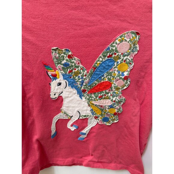 Mini Boden Girls Pink Long-Sleeve Unicorn Appliqué Shirt 9-10 Yrs Cotton - Picture 2 of 4